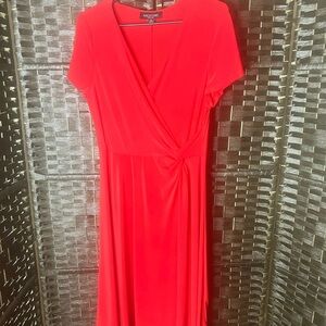 Perceptions Bold Red Wrap Midi Dress